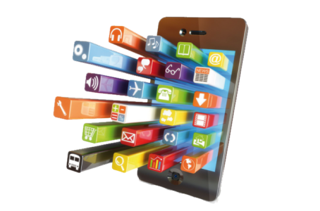 3D Smartphone with Colorful App Icons Clipart
