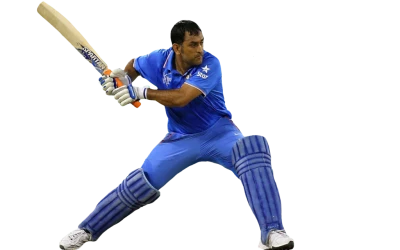 MS Dhoni Cricket Batting Action Transparent Background