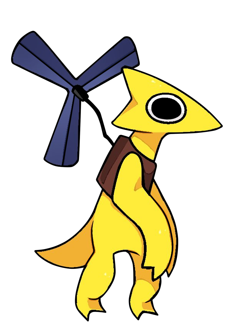 Yellow Cartoon Monster with Propeller Clipart