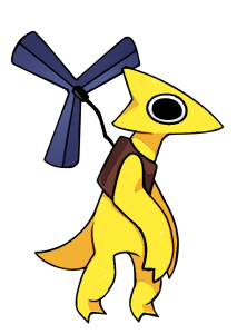 Yellow Cartoon Monster with Propeller Clipart