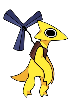 Yellow Cartoon Monster with Propeller Clipart