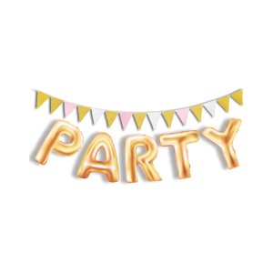 Gold Foil Balloon Party Banner PNG Image