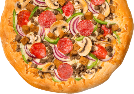 Supreme Pizza with Pepperoni Mushrooms Clipart