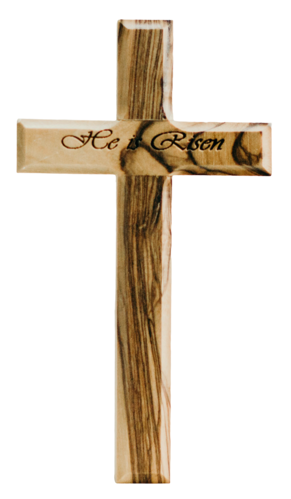 Wooden Cross He is Risen Engraved Clipart