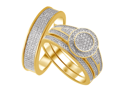 Gold Diamond Wedding Rings PNG Image