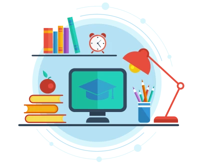 Online Education Desk Setup Free PNG