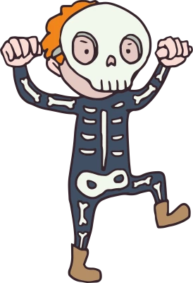 Kid In Skeleton Costume PNG Image