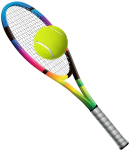 Rainbow Tennis Racket and Ball Free PNG