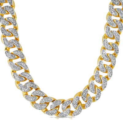 Thick Diamond Gold Chain Transparent Background