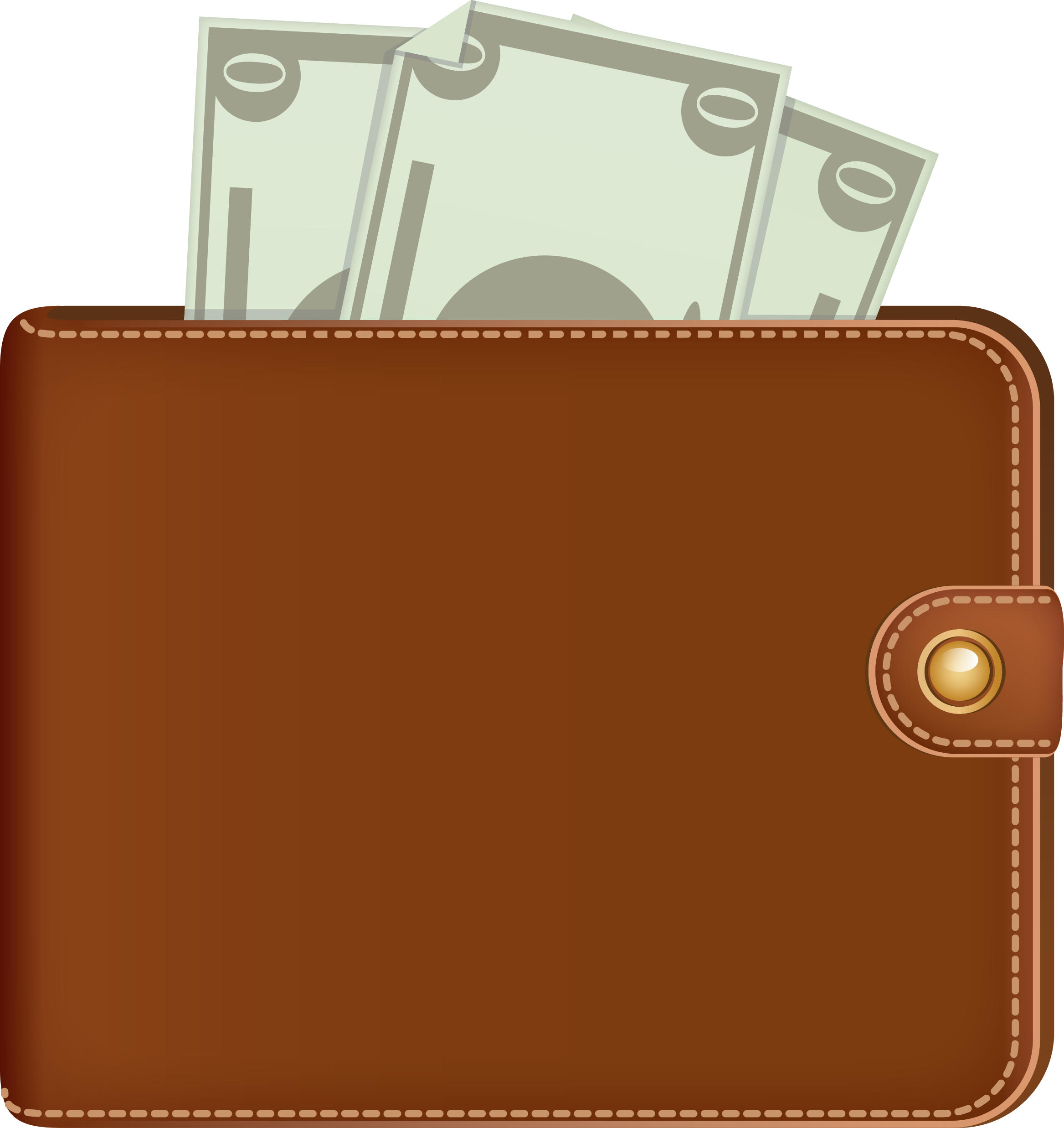Brown Leather Wallet With Money Clipart