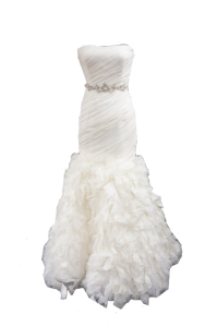 White Ruffled Wedding Dress Clipart