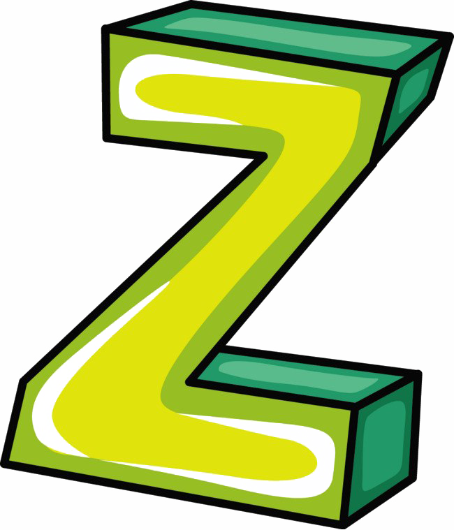 3D Green Yellow Letter Z Clipart
