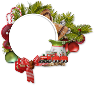 Christmas Wreath Frame With Train Free PNG