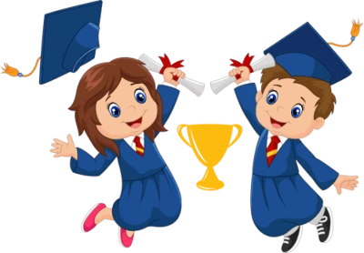 Graduating Kids Jumping Cartoon Free PNG