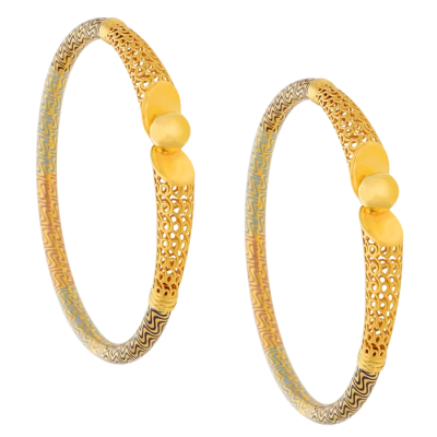 Gold Mesh Design Bangles PNG