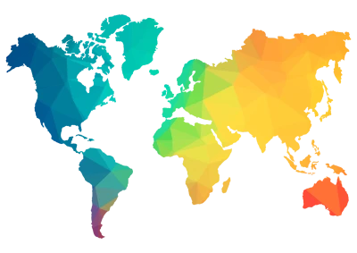 Colorful Geometric World Map PNG