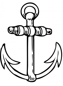 Black and White Ship Anchor PNG