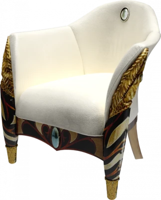 Decorative White Armchair PNG