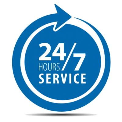 24/7 Service Blue Circle Icon PNG