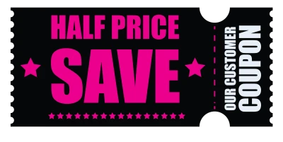 Half Price Sale Coupon PNG