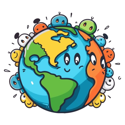 Cute Earth with Kids Diversity PNG