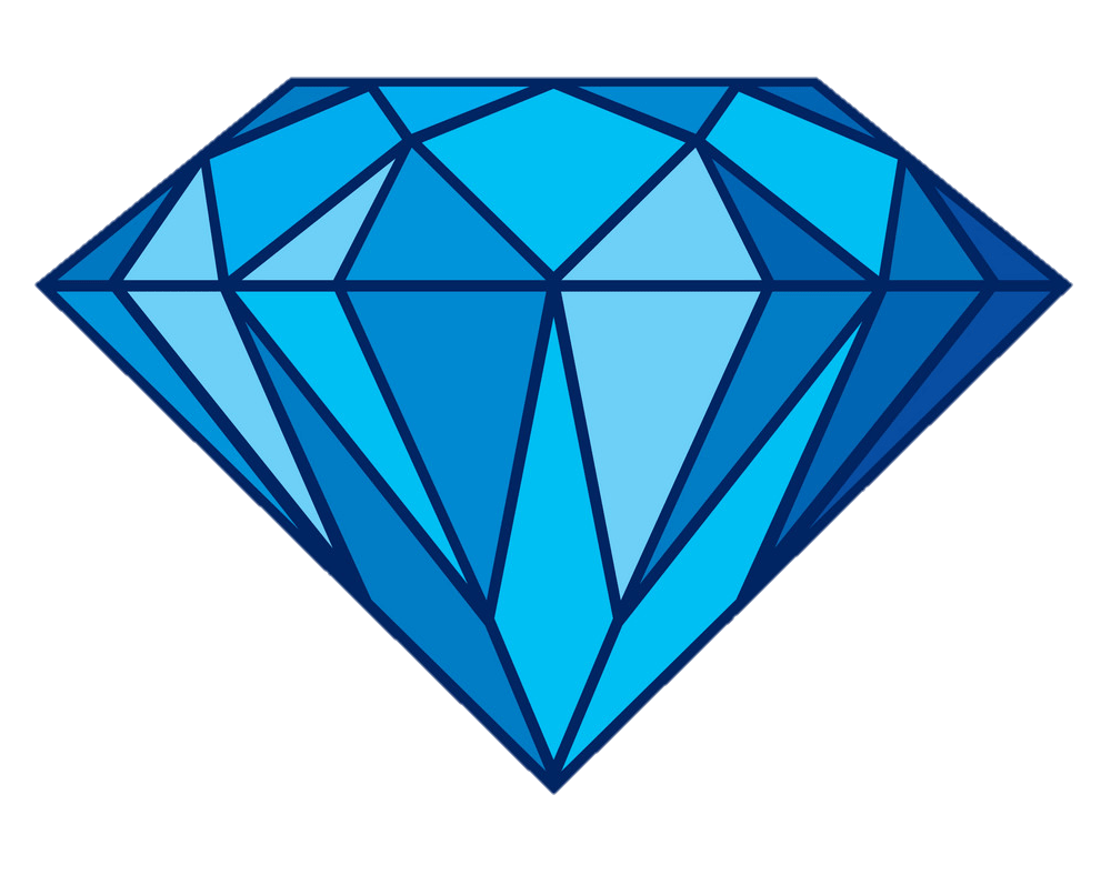 Flat Blue Diamond Vector Style Clipart