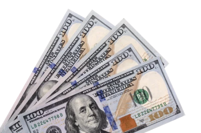 US One Hundred Dollar Bills Fan Transparent Background