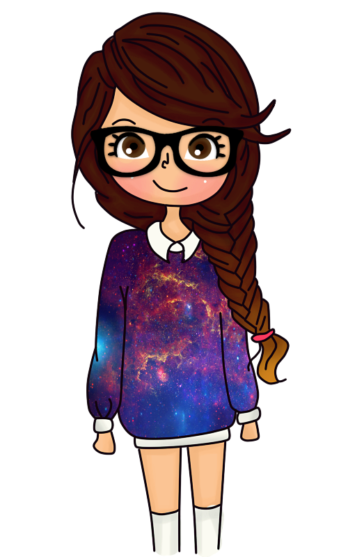 Cute Cartoon Girl In Galaxy Sweater Clipart
