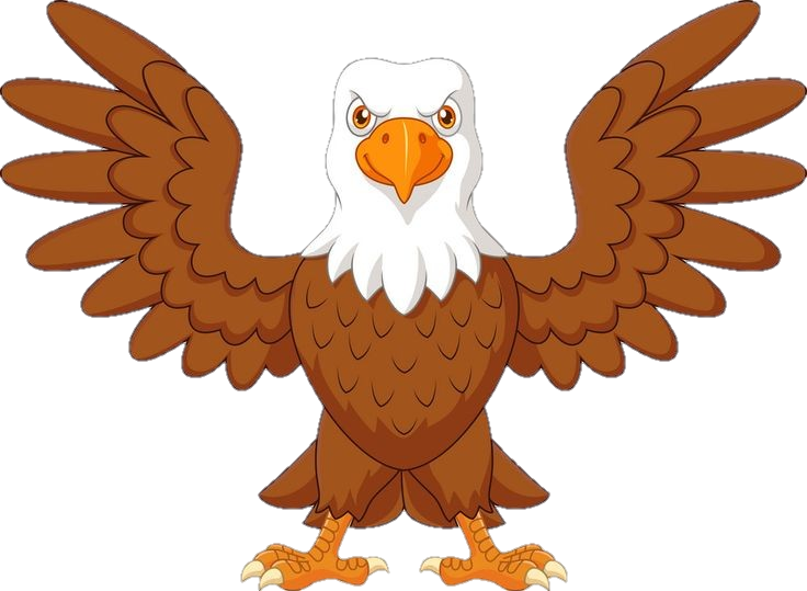 Bald Eagle Cartoon With Open Wings Clipart