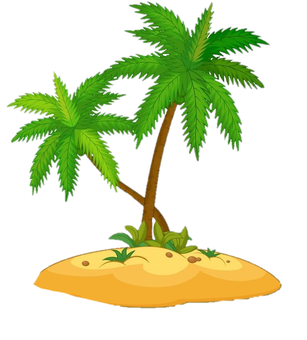 Palm Trees On Sand Island Clipart