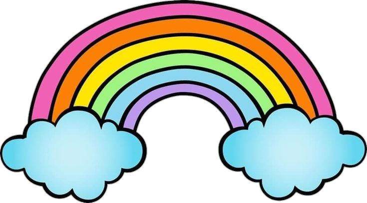 Rainbow With Clouds Cartoon Clipart