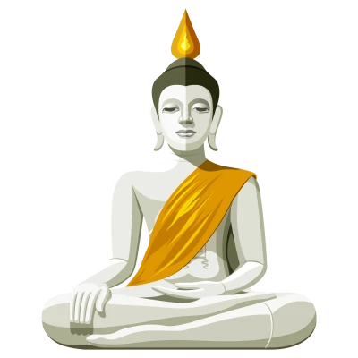 White Buddha Statue Lotus Free PNG