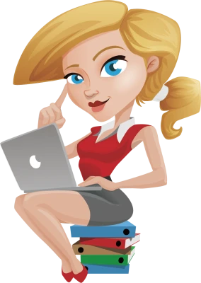 Cartoon Businesswoman Laptop PNG Image