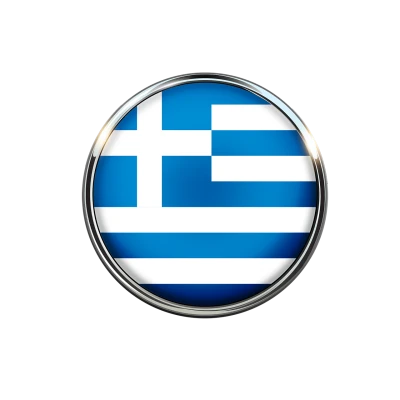 Greece Flag Glossy Button Free PNG