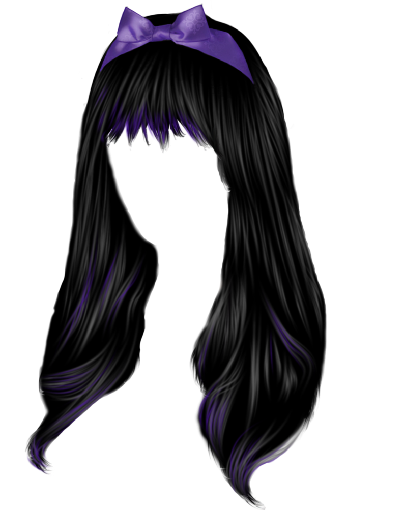 Black Purple Anime Wig Hair Clipart