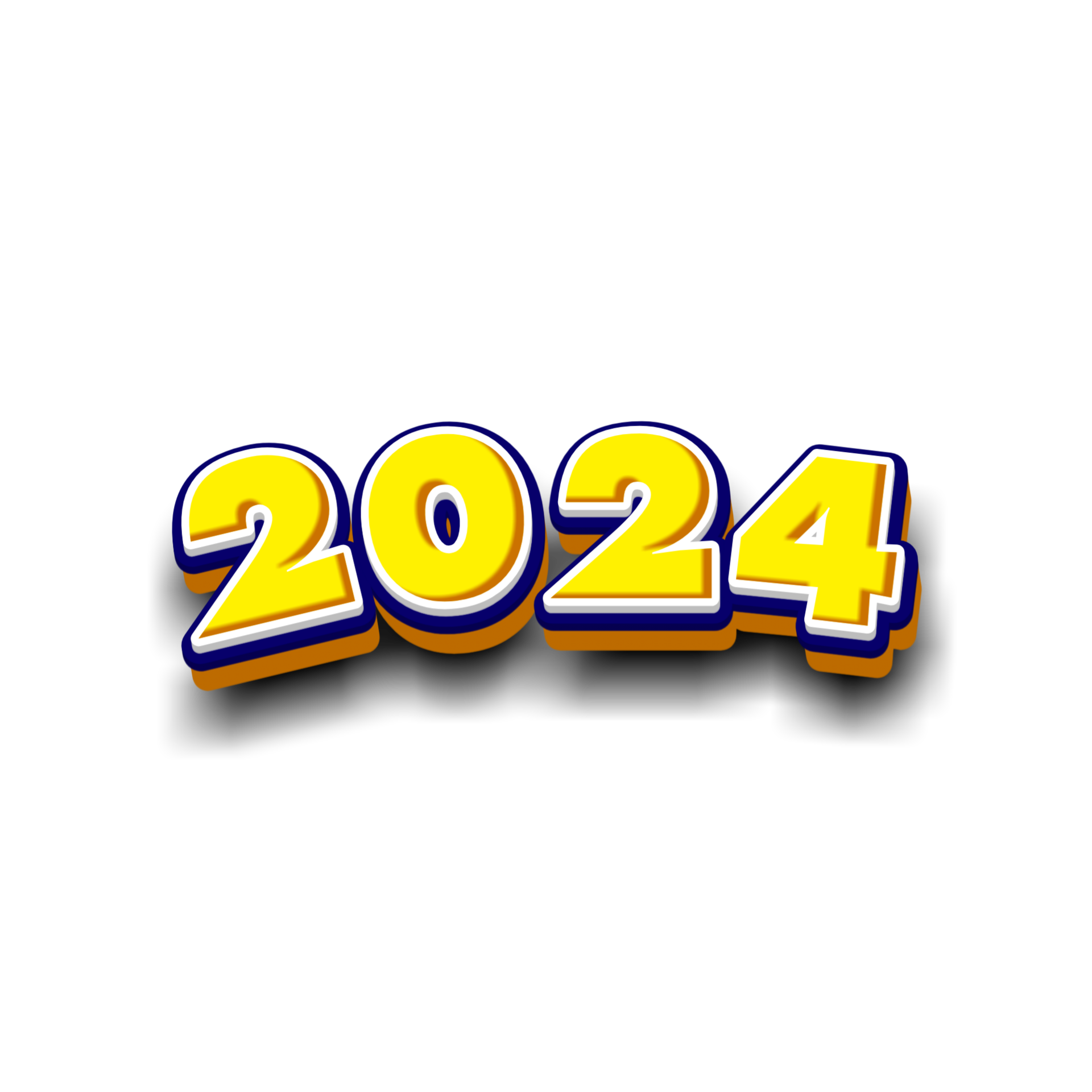 2024 Yellow 3D Text Clipart