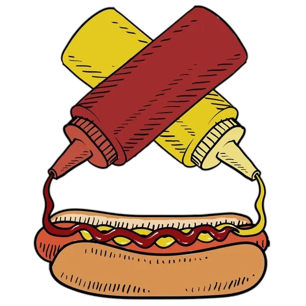 Cartoon Hot Dog Mustard Ketchup Clipart