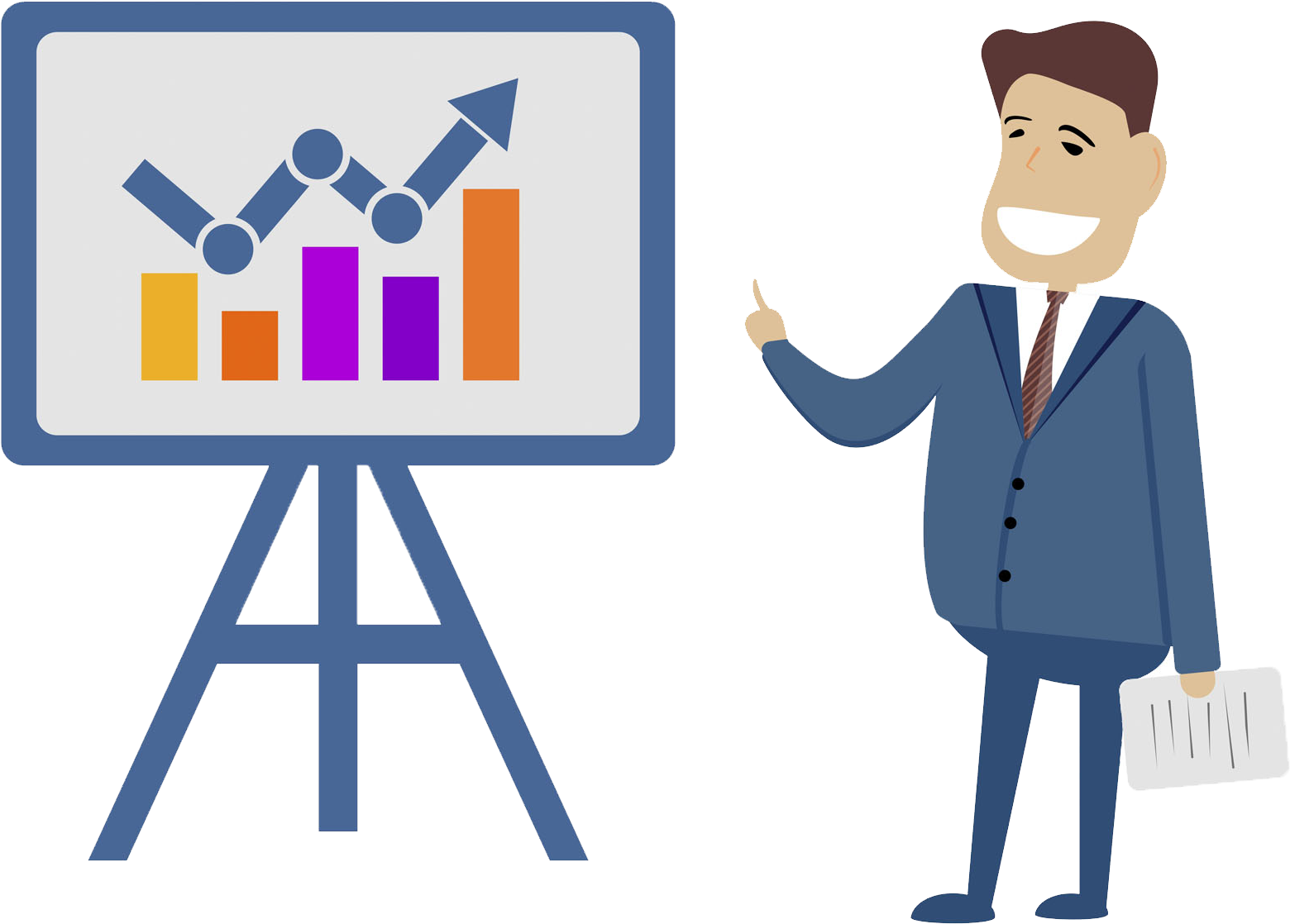 Businessman Pointing Presentation Chart Clipart
