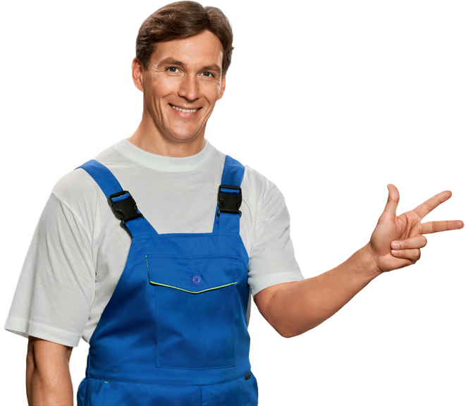 Smiling Mechanic Worker Showing Three Fingers Clipart