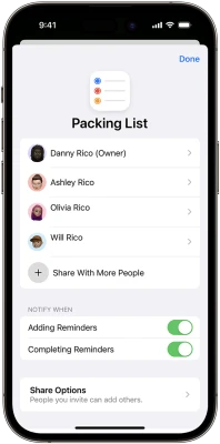 iPhone UI Reminders App Packing List PNG Image
