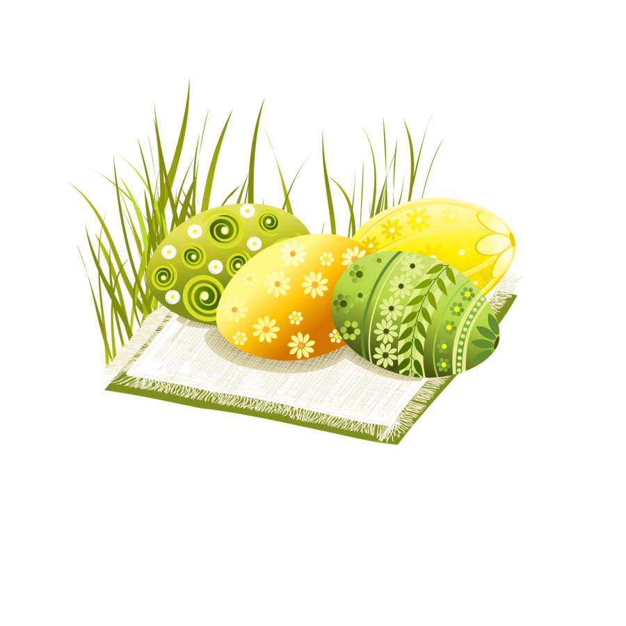 Decorated Easter Eggs in Grass Clipart