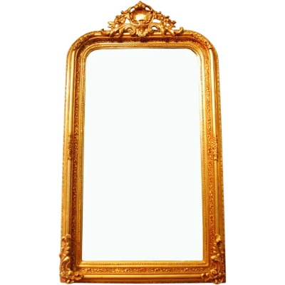 Ornate Gold Wall Mirror Frame PNG Image