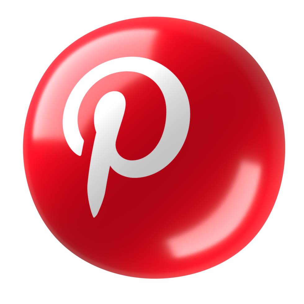 Pinterest Logo 3D Button Clipart