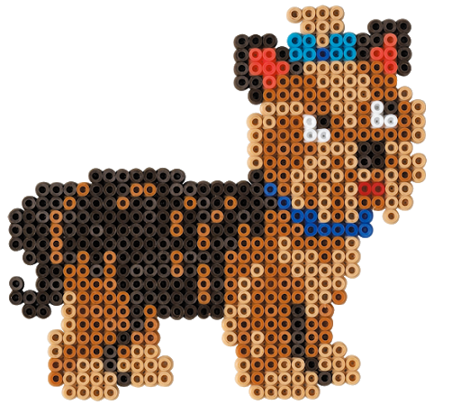 Yorkie Dog Perler Bead Pattern Free PNG