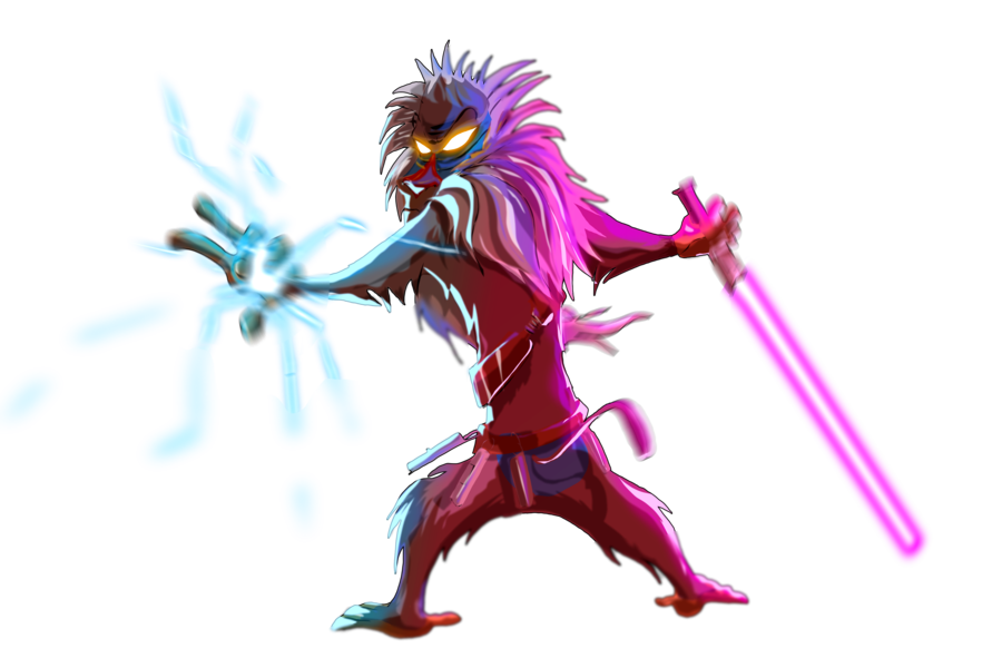 Monkey Warrior with Lightsaber Clipart