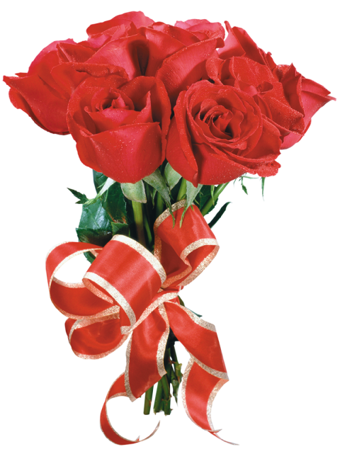 Red Roses Bouquet with Ribbon Free PNG