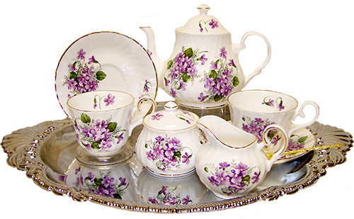 Floral Tea Set Vintage Clipart