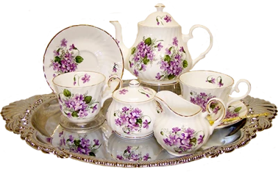 Floral Tea Set Vintage Clipart