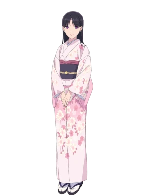 Anime Woman in Kimono PNG Image