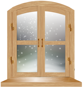 Wooden Window Winter View Clipart